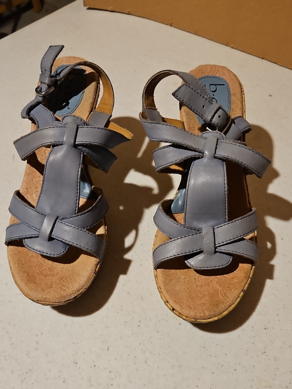 boc Light Blue Strappy Wedge Sandals